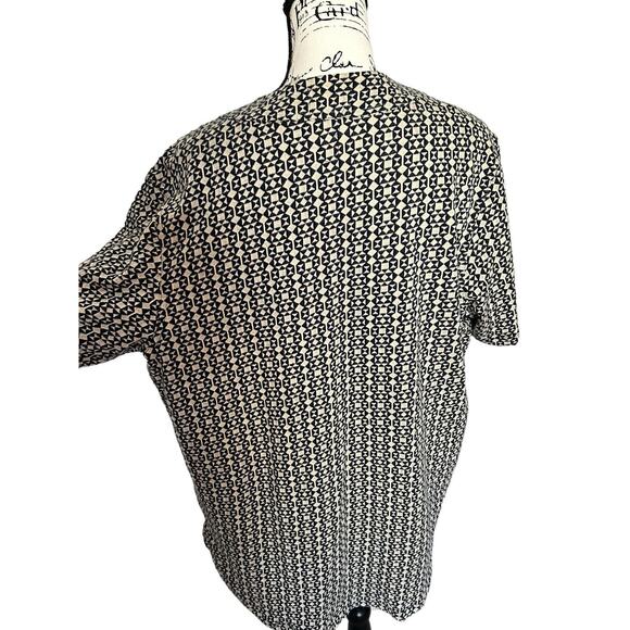 Vintage‎ Woolrich Mens Cardigan Open Size M Navy Blue And Cream Geometric - Picture 2 of 14